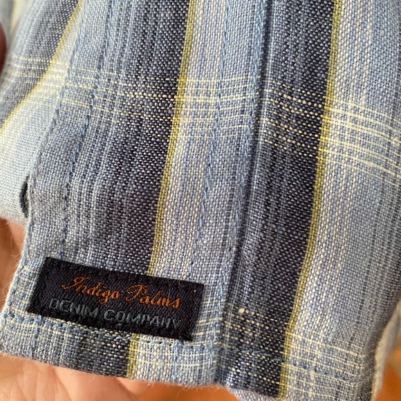 Men’s Irish linen button down shirt size XL blue indigo Palms NWOT - Picture 4 of 11